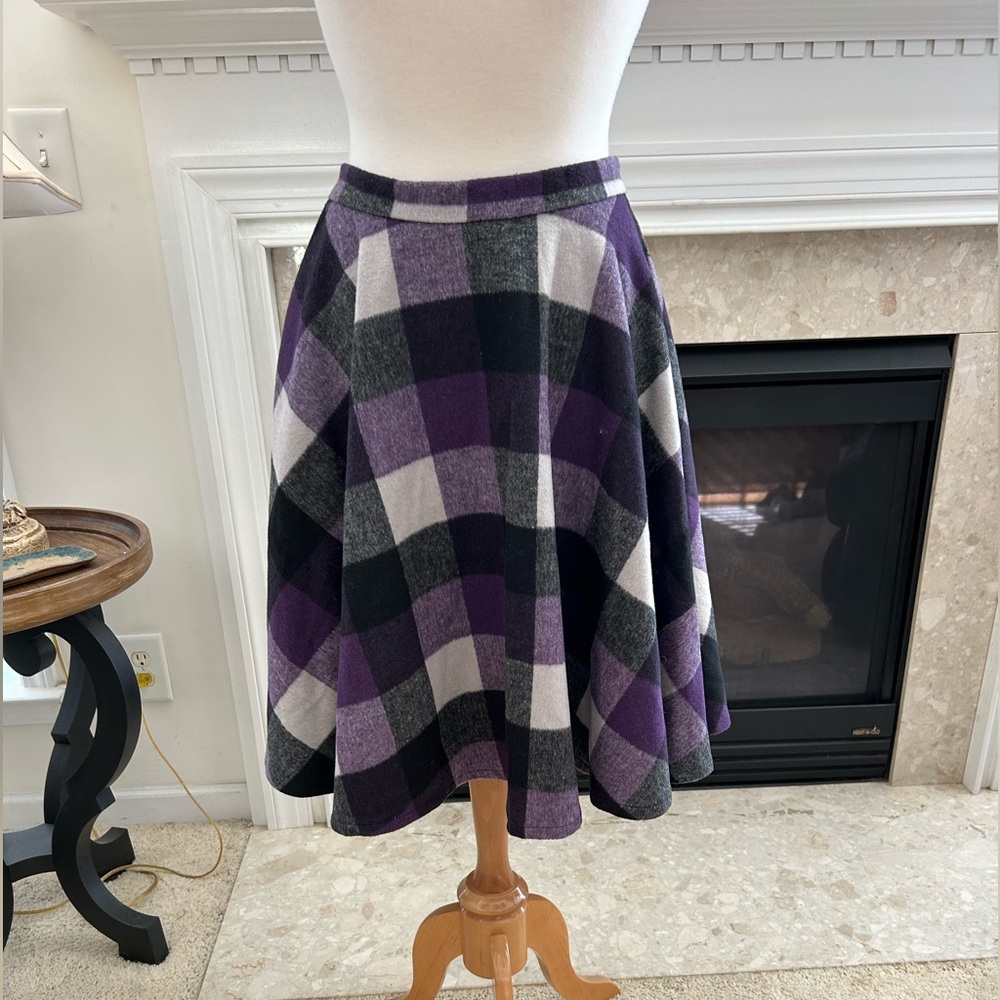 Ducks In A Row Plaid Purple and Black Swing Skirt